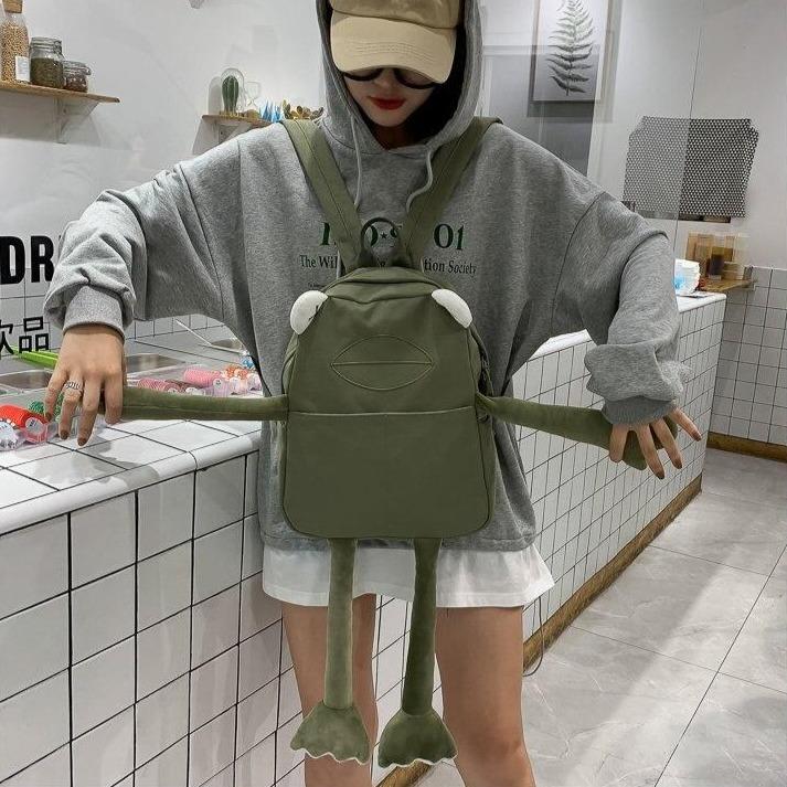 Kawaii Frog Backpack-Enchanted peach