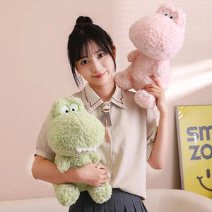 Kawaii Goofy Green Pink Dinosaur Plushies-Enchanted peach