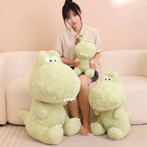 Kawaii Goofy Green Pink Dinosaur Plushies-Enchanted peach