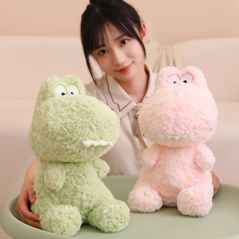 Kawaii Goofy Green Pink Dinosaur Plushies-Enchanted peach