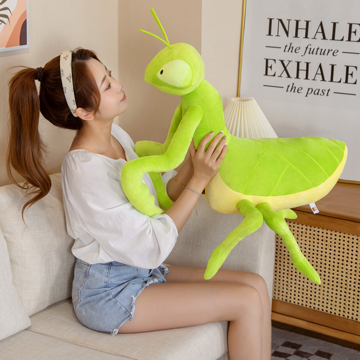 Kawaii Green Praying Mantis Plushie-Enchanted peach