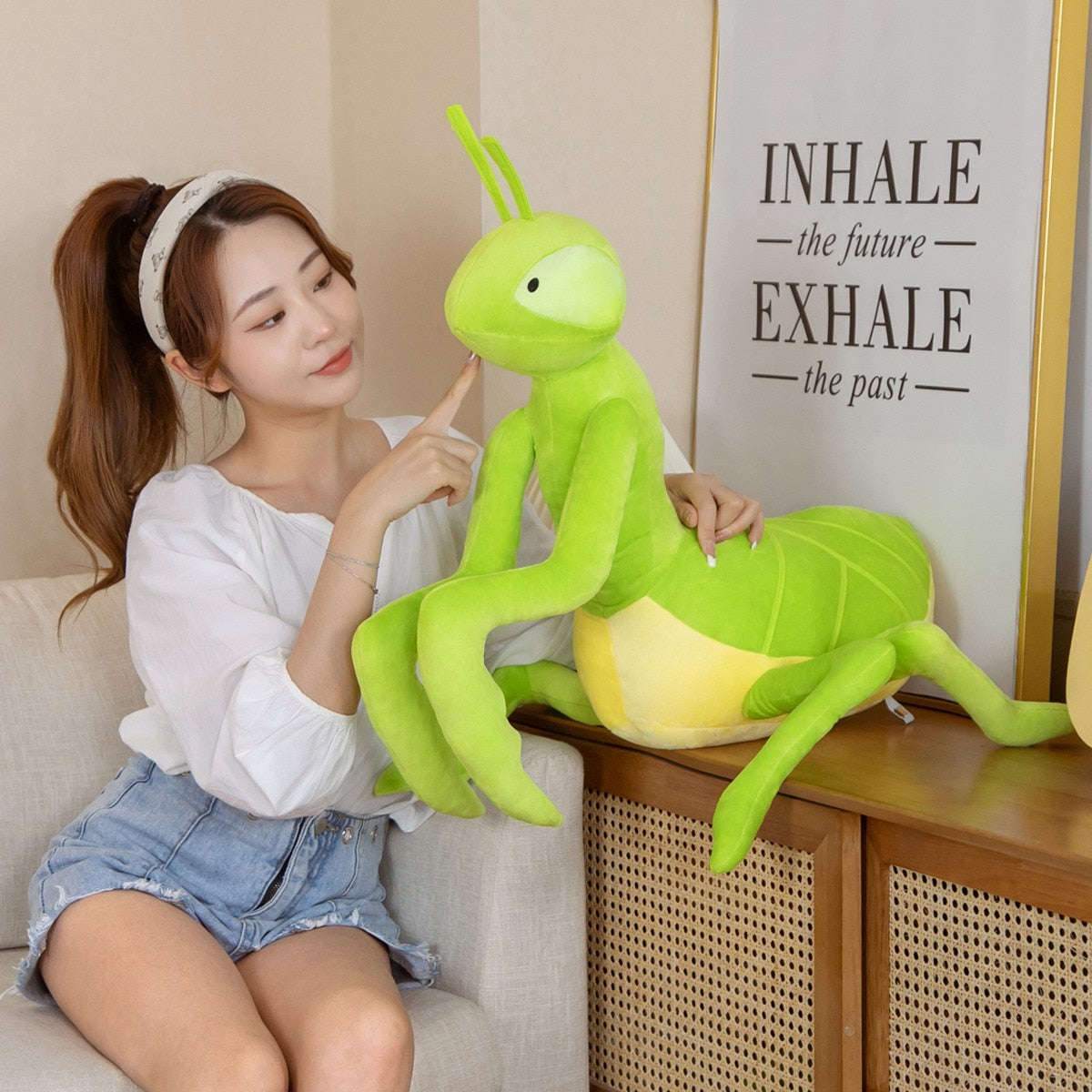 Kawaii Green Praying Mantis Plushie-Enchanted peach