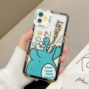 Kawaii Hangry Dinosaur iPhone Case-Enchanted peach