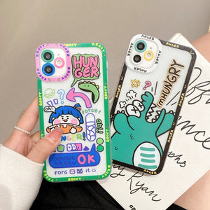 Kawaii Hangry Dinosaur iPhone Case-Enchanted peach