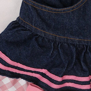 Kawaii Harajuku Japanese-themed Lolita Mini Denim Checked Women's Skirt-Enchanted peach