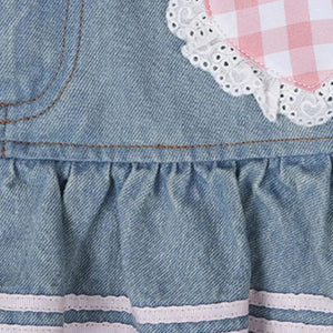 Kawaii Harajuku Japanese-themed Lolita Mini Denim Checked Women's Skirt-Enchanted peach