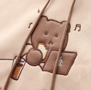 Kawaii Harajuku Style Bear Two-tone Hoodies-Enchanted peach