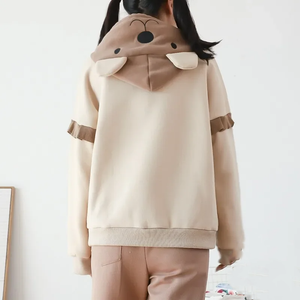 Kawaii Harajuku Style Bear Two-tone Hoodies-Enchanted peach