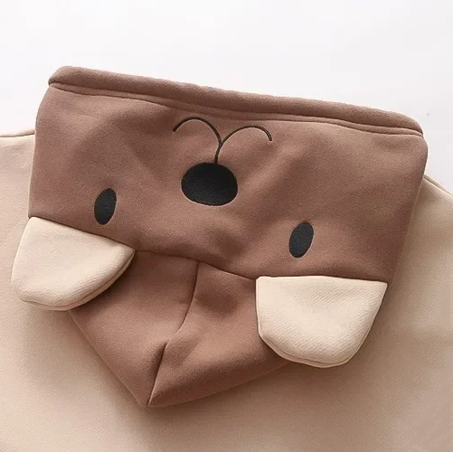 Kawaii Harajuku Style Bear Two-tone Hoodies-Enchanted peach