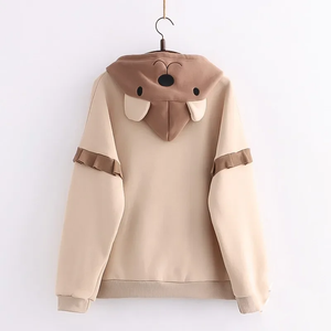 Kawaii Harajuku Style Bear Two-tone Hoodies-Enchanted peach