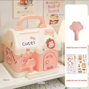 Kawaii House Piggy Bank-Enchanted peach