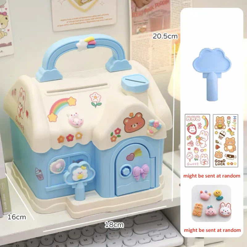 Kawaii House Piggy Bank-Enchanted peach