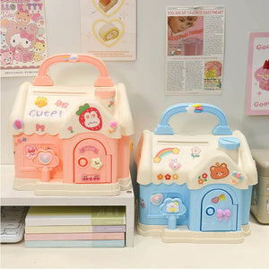 Kawaii House Piggy Bank-Enchanted peach