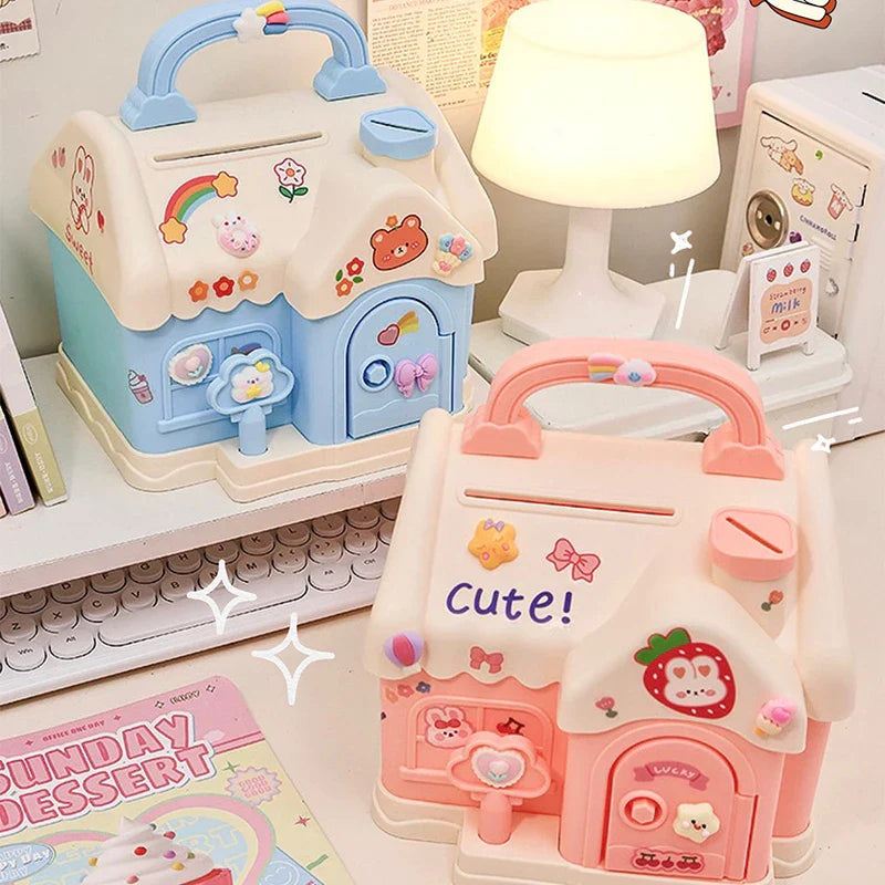 Kawaii House Piggy Bank-Enchanted peach