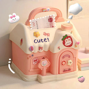 Kawaii House Piggy Bank-Enchanted peach