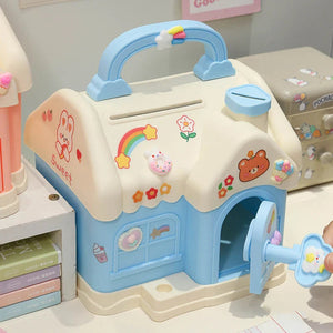 Kawaii House Piggy Bank-Enchanted peach