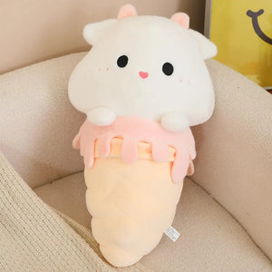 Kawaii Ice Cream Pig Capybara Chick Sheep Plushie-Enchanted peach