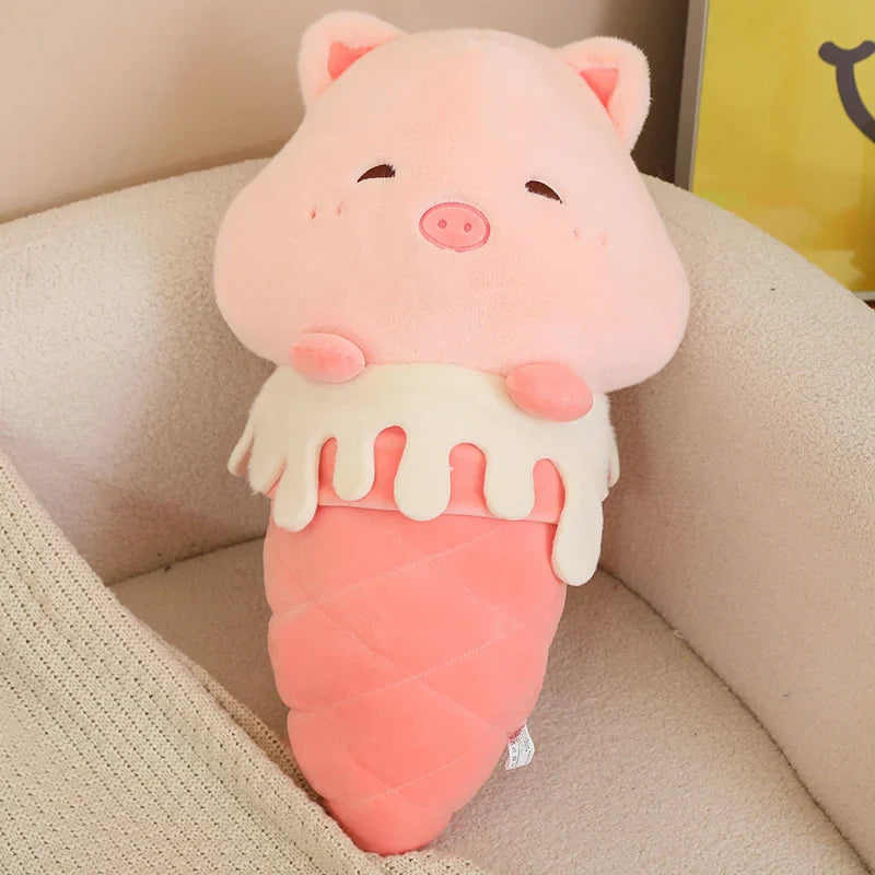 Kawaii Ice Cream Pig Capybara Chick Sheep Plushie-Enchanted peach