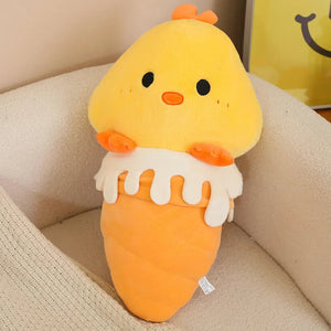 Kawaii Ice Cream Pig Capybara Chick Sheep Plushie-Enchanted peach