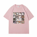 Kawaii Illustrated Cats Meme V3 Unisex Tee Top-Enchanted peach