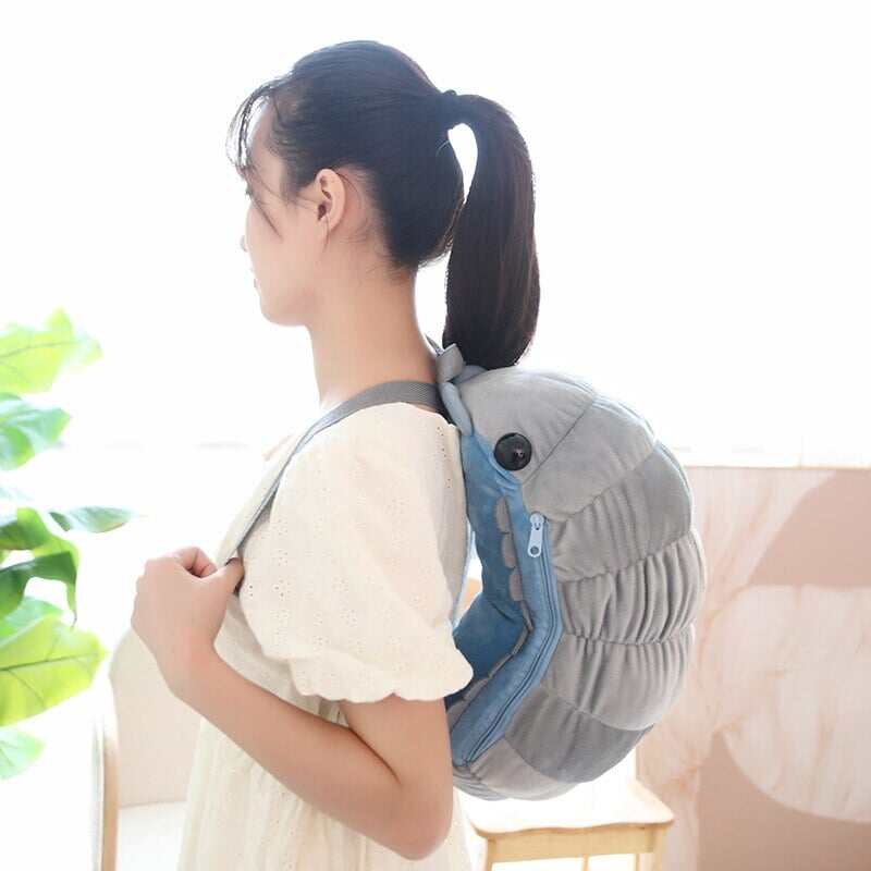 Kawaii Isopod Plush Backpack-Enchanted peach