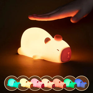 Kawaii Laying Capybara LED Night Light-Enchanted peach