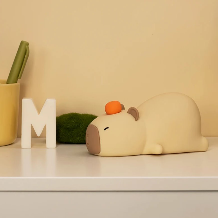 Kawaii Laying Capybara LED Night Light-Enchanted peach