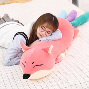 Kawaii Long Three Tail Fox Red Pink Orange Plushies-Enchanted peach