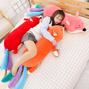 Kawaii Long Three Tail Fox Red Pink Orange Plushies-Enchanted peach