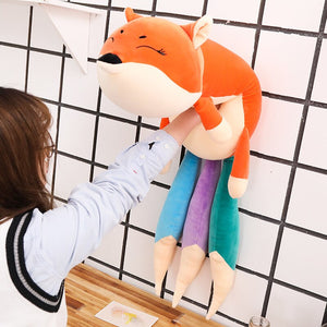 Kawaii Long Three Tail Fox Red Pink Orange Plushies-Enchanted peach