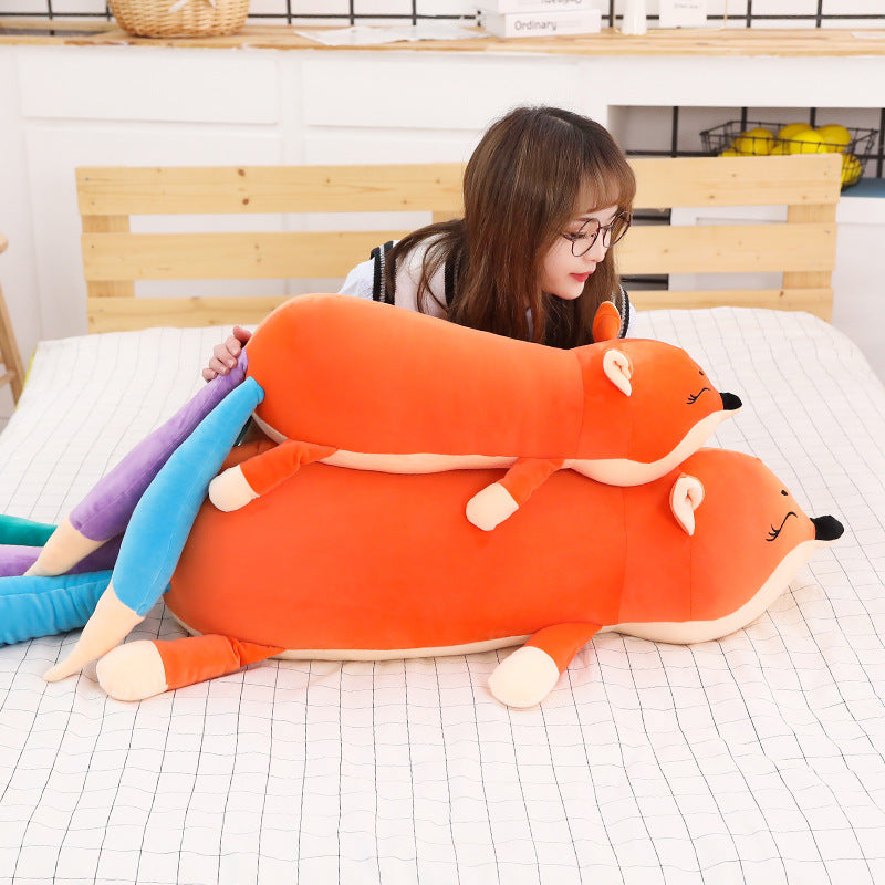 Kawaii Long Three Tail Fox Red Pink Orange Plushies-Enchanted peach