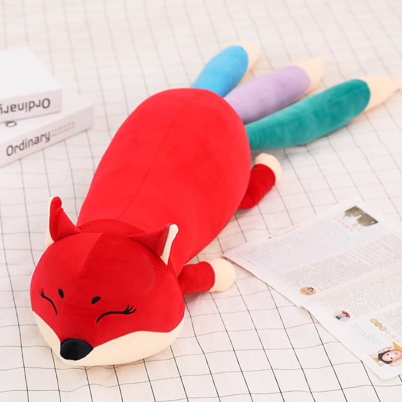 Kawaii Long Three Tail Fox Red Pink Orange Plushies-Enchanted peach