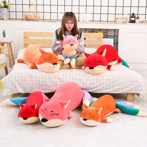 Kawaii Long Three Tail Fox Red Pink Orange Plushies-Enchanted peach