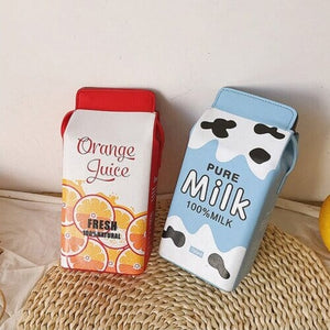 Kawaii Milk Juice Carton Box Bag-Enchanted peach