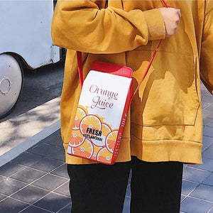 Kawaii Milk Juice Carton Box Bag-Enchanted peach