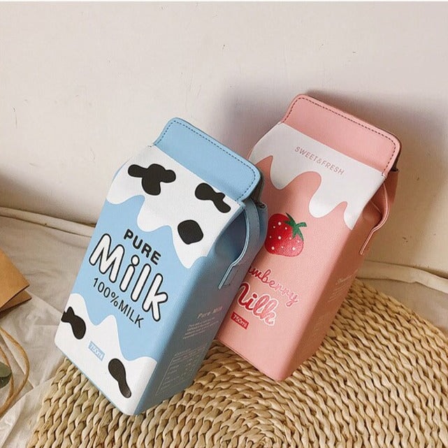 Kawaii Milk Juice Carton Box Bag-Enchanted peach