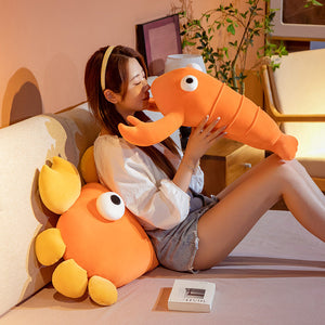 Kawaii Orange Crab & Lobster Plushie-Enchanted peach