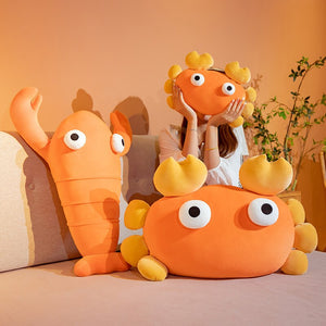 Kawaii Orange Crab & Lobster Plushie-Enchanted peach