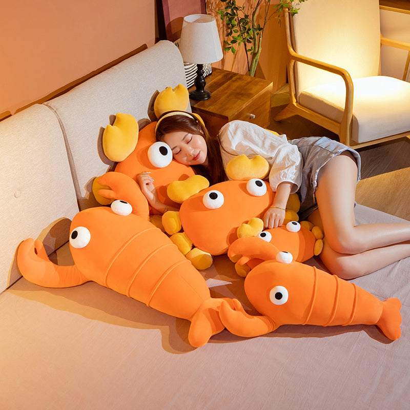 Kawaii Orange Crab & Lobster Plushie-Enchanted peach