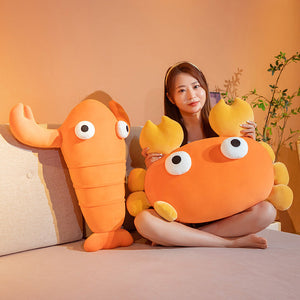 Kawaii Orange Crab & Lobster Plushie-Enchanted peach