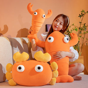 Kawaii Orange Crab & Lobster Plushie-Enchanted peach