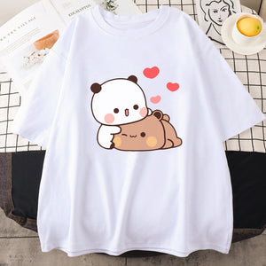 Kawaii Panda Bear Love Unisex Tee-Enchanted peach