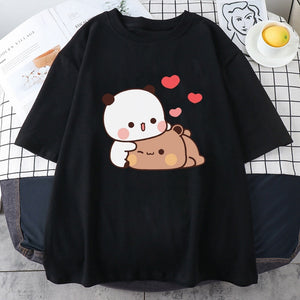 Kawaii Panda Bear Love Unisex Tee-Enchanted peach