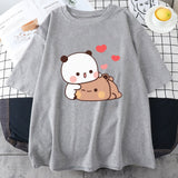 Kawaii Panda Bear Love Unisex Tee-Enchanted peach