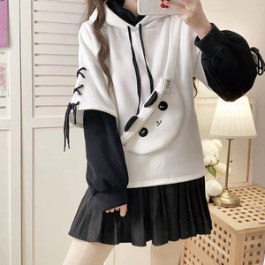 Kawaii Panda Hoodie-Enchanted peach