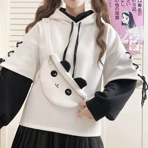 Kawaii Panda Hoodie-Enchanted peach