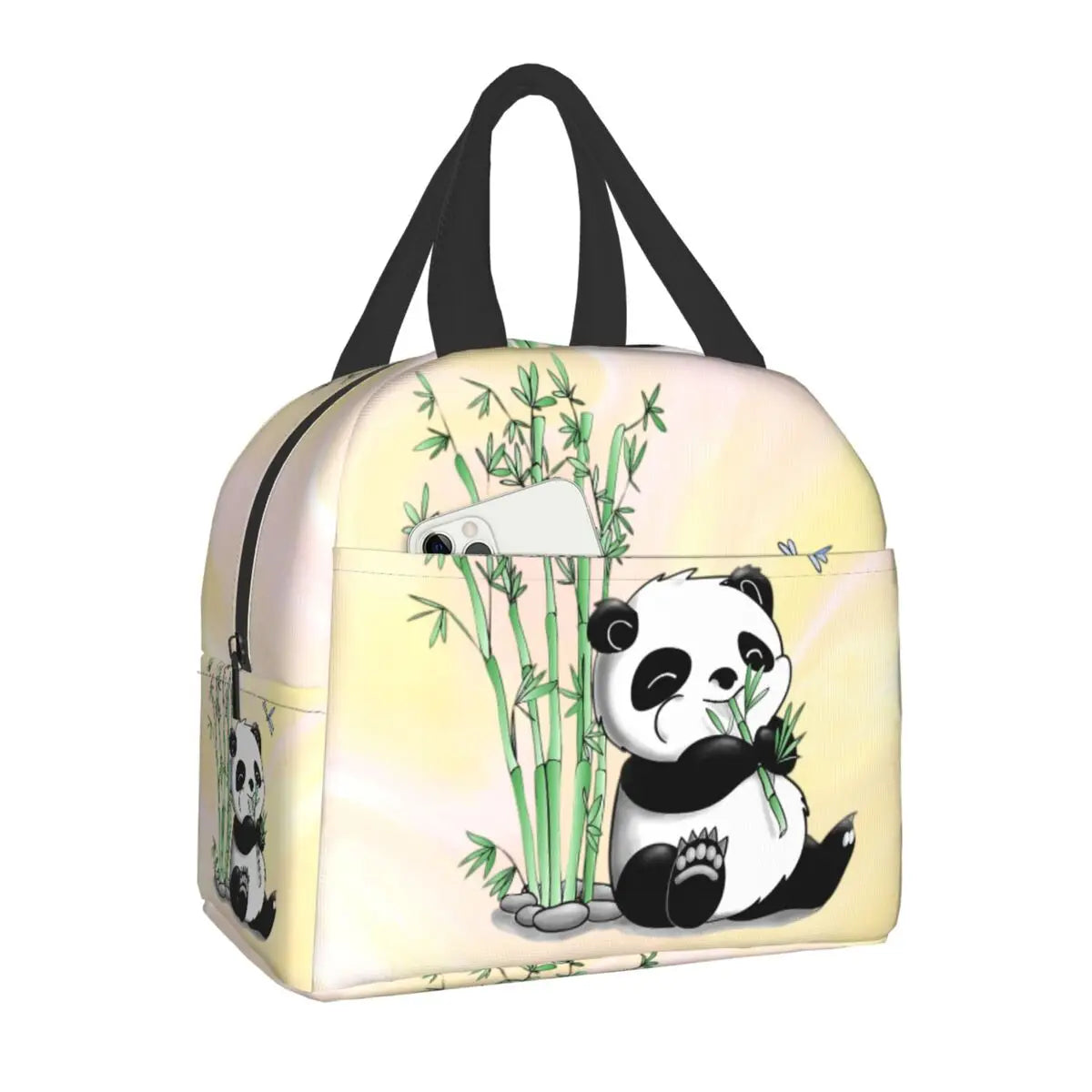 Kawaii Panda Insulated Lunch Bags-Enchanted peach