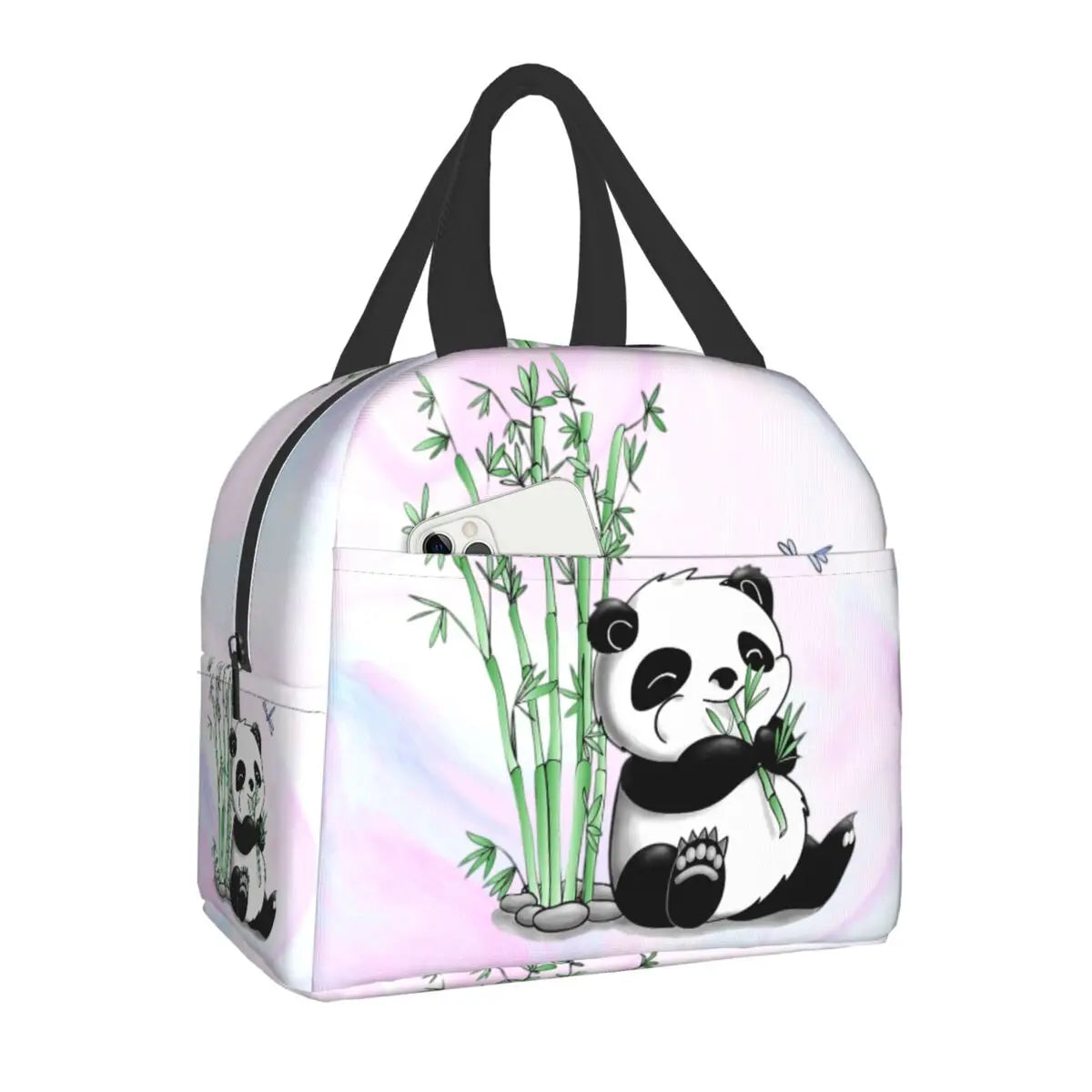 Kawaii Panda Insulated Lunch Bags-Enchanted peach