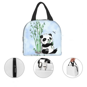 Kawaii Panda Insulated Lunch Bags-Enchanted peach