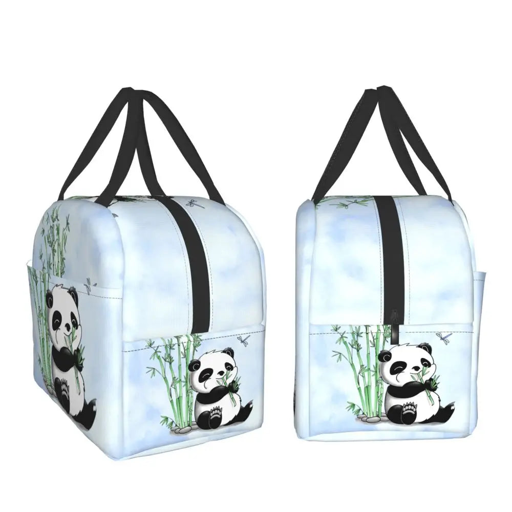 Kawaii Panda Insulated Lunch Bags-Enchanted peach